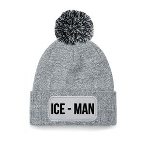 Ice-man muts met pompon - unisex - one size - grijs - apres-ski muts