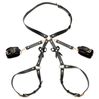 XR Brands Bondage Harness with Bows - M/L - Black - thumbnail