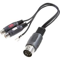 Speaka Professional SP-7870284 RCA/DIN-aansluiting Audio Y-adapter [1x diodestekker 5-polig (DIN) - 2X RCA-aansluiting] Sc, zwart