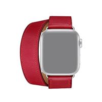 Double Leather Loop bandje - Rood - Compatible met Apple watch 44mm / 45mm / 46mm / 49mm - Compatible Apple watch bandjes