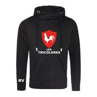 Rugby Vintage - Frankrijk Les Tricolores Cross Neck Hoodie - Zwart - thumbnail