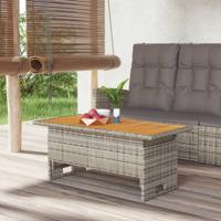 Tuintafel 100x50x43/63 cm acaciahout en poly rattan grijs - thumbnail