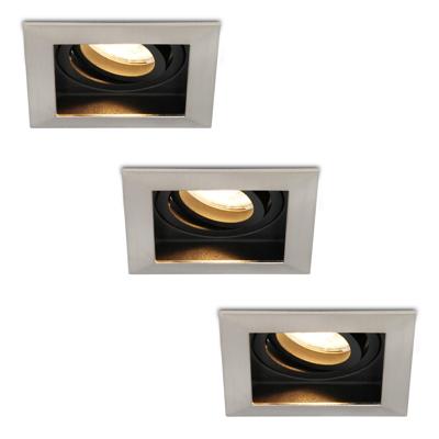 Set van 3 Durham LED inbouwspots vierkant - 4 Watt 345 lumen - 2700k warm wit - GU10 - Dimbaar Kantelbaar - Voor binnen - RVS Set van 3 Durham LED inbouwspots vierkant - 4 Watt 345 lumen - 2700k warm wit - GU10 - Dimbaar Kantelbaar - Voor binnen - RVS