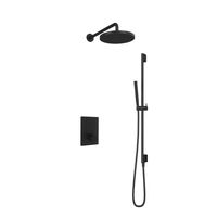 Hotbath Cobber Inbouw Regendoucheset Thermostaatkraan Met 2 Pushbuttons Vierkant, Wandarm, Hoofddouche 30cm, Staafhanddouche En Glijstang Geborsteld Nikkel - thumbnail