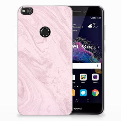 Huawei P8 Lite 2017 TPU Siliconen Hoesje Marble Pink - Origineel Cadeau Vriendin Huawei P8 Lite 2017 TPU Siliconen Hoesje Marble Pink - Origineel Cadeau Vriendin