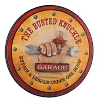 Busted Knuckle Garage Round Pub Sign - thumbnail