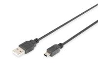 Digitus USB-kabel USB 2.0 USB-A stekker, USB-mini-B stekker 1.00 m Zwart Rond, Afgeschermd (dubbel) DB-300130-010-S