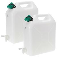 Jerrycan voor water - 2x - 10 liter - Kunststof - met kraantje en dop - thumbnail