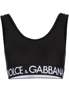 Dolce & Gabbana brassière de sport à bande logo - Noir