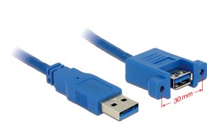 Delock 85112 Kabel USB 3.0 Type-A male > USB 3.0 Type-A female paneelmontage 1 m