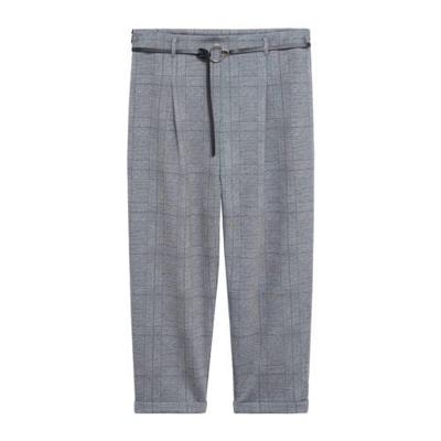 Violeta by Mango geruite slim fit pantalon grijs