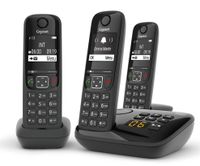 Gigaset AS690A Trio DECT draadloze telefoon met antwoordapparaat, met 2 extra handsets, zwart