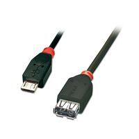 Lindy USB Micro-B - USB A, 0.5m USB-kabel 0,5 m USB 2.0 Micro-USB B Zwart, Rood - thumbnail