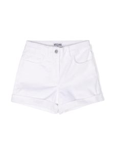 Moschino Kids short en jean à logo brodé - Blanc