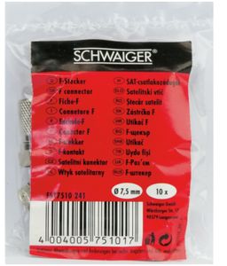 Schwaiger FST7510241 F-stekker Aansluitingen: F-stekker Kabeldiameter: 7.5 mm 10 stuk(s)