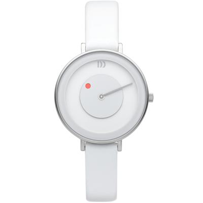 Danish Design IV12Q1260 Horloge Måne White staal-leder zilverkleurig-wit 35 mm