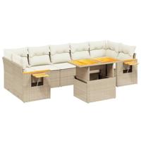 vidaXL 8-delige Loungeset met kussens poly rattan beige, tuinset, tuinmeubel, terrasset, tuinbank, terrasmeubel, loungebank, loungeset tuin