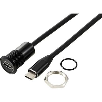 TRU COMPONENTS TC-13376328 USB 3.1-C ® bus/stekker 1 m kabel zwart 1 stuk(s)