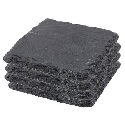 4x Leisteen kaarsenborden 10 x 10 cm - Glazenonderzetters 4x Leisteen kaarsenborden 10 x 10 cm - Glazenonderzetters