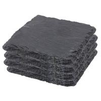 4x Leisteen kaarsenborden 10 x 10 cm - Glazenonderzetters