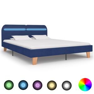 Bedframe met LED stof blauw 180x200 cm