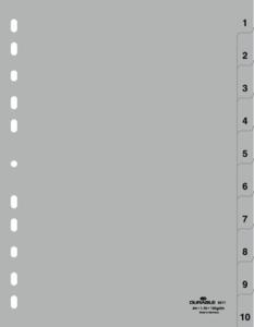 Durable 6511 Register DIN A4 1-10 Polypropyleen Grijs 10 tabbladen Bedrukte tabs 651110