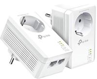 TP-Link TL-PA7027P KIT Powerline-netwerkadapter (1000 Mbps via Powerline, stopcontact, 4x Gigabit-poort, energiebesparend, compatibel met alle gangbare Powerline-adapters, ideaal voor IPTV, 2-delig) wit