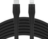 Belkin BoostCharge Flex siliconen USB Type C/Lightning-kabel (3 m), MFi-gecertificeerde 20 W PD Power Delivery-snellaadkabel voor iPhone 14/14 Plus, 13, 12, Pro, Max, mini, SE, iPad en meer – Zwart