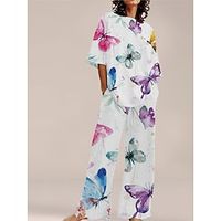 Dames Loungewear Sets 2-delig dier Eenvoudig Comfortabel Zoet Huis Dagelijks Polyester Ademend Strakke ronde hals Korte mouw Pullover Pantalon Zak Zomer Lente Licht Roze wit poeder Lightinthebox