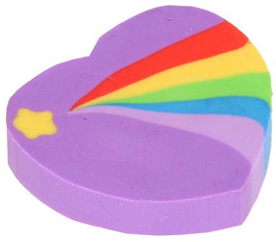 LG Imports gum Regenboog Hart meisjes 3 cm rubber paars