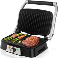 Contactgrill - Tosti Apparaat - Tosti Ijzer - Aigi Hitty - Cool Touch - Rvs - Zwart/zilver