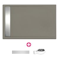 Douchevloer Xenz Easy Tray | 140x80 cm | Incl.Gootcover en Afvoersifon | Acryl | Rechthoek | Cement mat - thumbnail