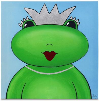 Ziegfeld schilderij Kikkerkoningin meisjes 30 cm canvas groen