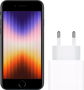 Apple iPhone SE 3 64GB Zwart + Apple Usb C Oplader 20W