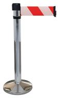 Verchroomde paal standaard basis - riem 4 m/100 mm rood/wit