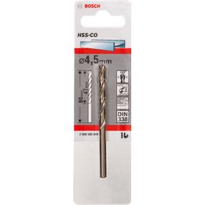 Bosch Accessories 2608585849 HSS Metaal-spiraalboor 4.5 mm Gezamenlijke lengte 80 mm Kobalt DIN 338 Cilinderschacht 1 stuk(s)