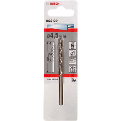 Bosch Accessories 2608585849 HSS Metaal-spiraalboor 4.5 mm Gezamenlijke lengte 80 mm Kobalt DIN 338 Cilinderschacht 1 stuk(s)