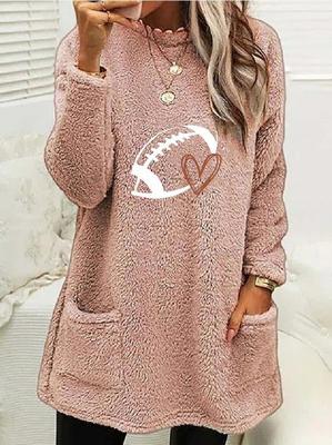 Loose Casual Crew Neck Heart/Cordate Sweatshirt