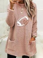 Loose Casual Crew Neck Heart/Cordate Sweatshirt