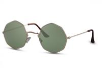 CWI zonnebril rechthoekig unisex volledig omrand goud/groen