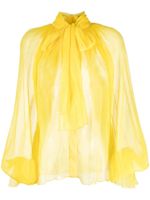 Atu Body Couture blouse transparente en soie à col lavallière - Jaune