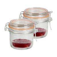 Weckpot/inmaakpot - 2x - 200 ml - glas - met beugelsluiting - D8.5 x H8.5 cm