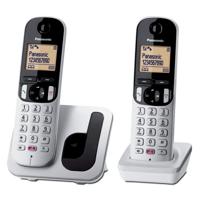 Panasonic KX-TGC252SPS Digitale draadloze telefoon, basiseenheid en 2 hoofdtelefoons, beller-identificatie en blokkering, luidspreker, ecologische modus, geavanceerde wekker, lcd-display,