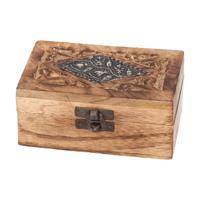 Houten sieradenkistje/opbergkistje 12 x 7 cm   -