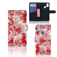 Telefoonhoesje met Naam Samsung Galaxy M21 | M30s Angel Skull Rood