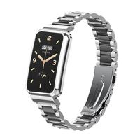 By Qubix - Metalen schakelband met case - Zilver met zwart - Xiaomi Smart band 7 Pro
