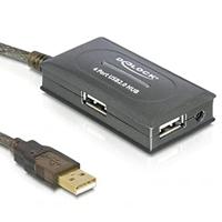 Delock USB-verlengkabel (4-poorts hub, USB 2.0, 10 m)