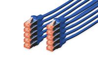 DIGITUS LAN kabel Cat 6 - 5m - 10 stuks - RJ45 netwerkkabel - S/FTP Afgeschermd - Compatibel met Cat 6A & Cat 7 - Blauw