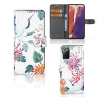 Samsung Galaxy Note 20 Telefoonhoesje met Pasjes Bird Flowers