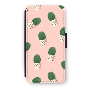 Cactusprint roze: iPhone 8 Plus Flip Hoesje